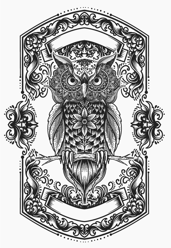 vinylový koberec mandala zložitý motív sovy - Tenstickers