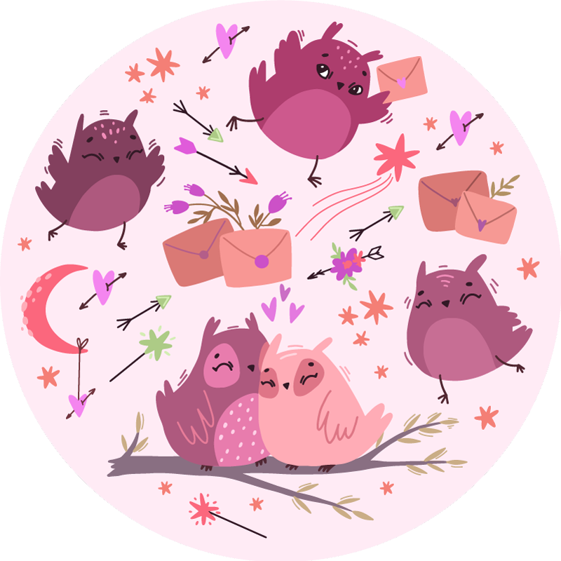 Koberec do rodinnej spálne fialová sova - Tenstickers