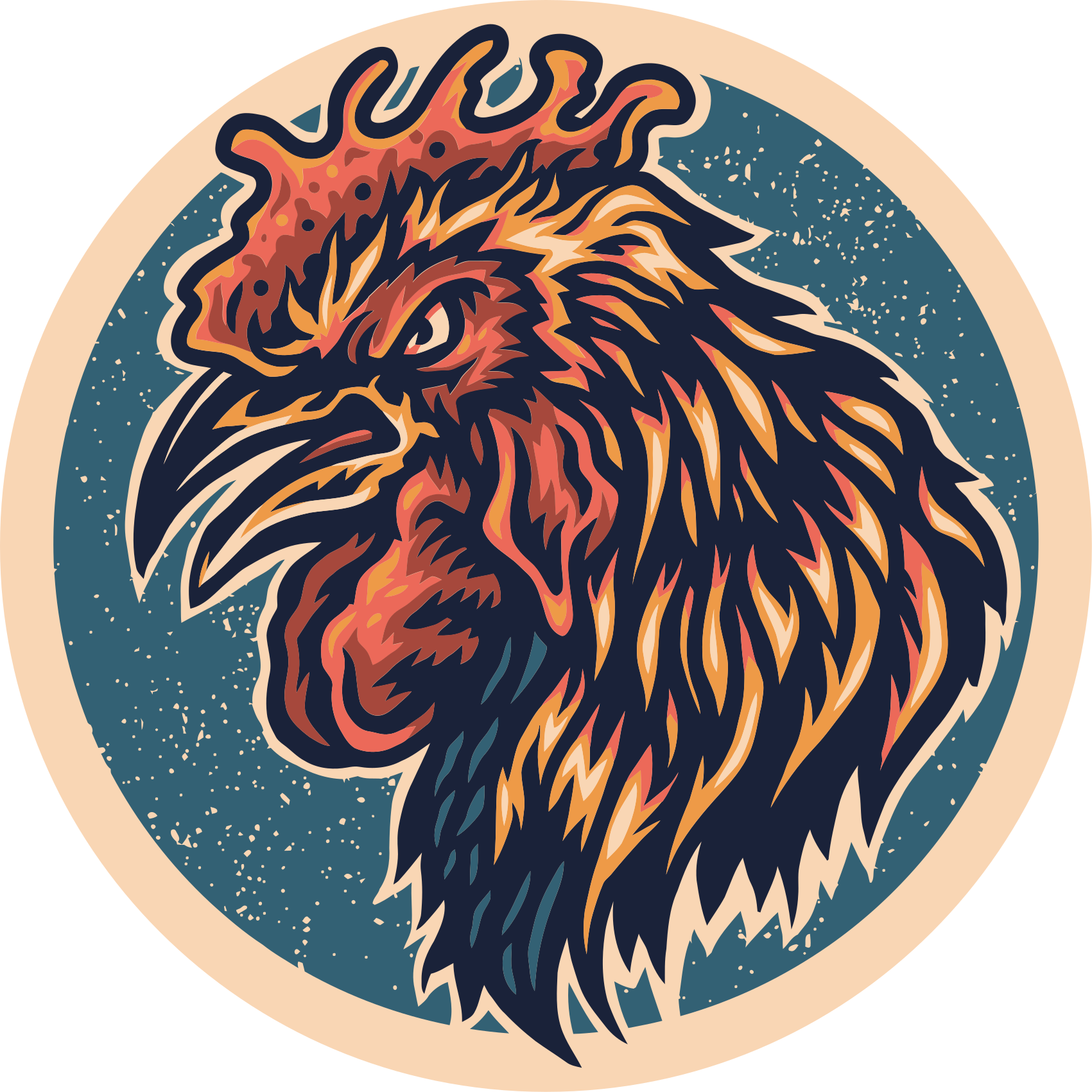 vinylový koberec pre mládež ilustrácia kohútej hlavy - Tenstickers