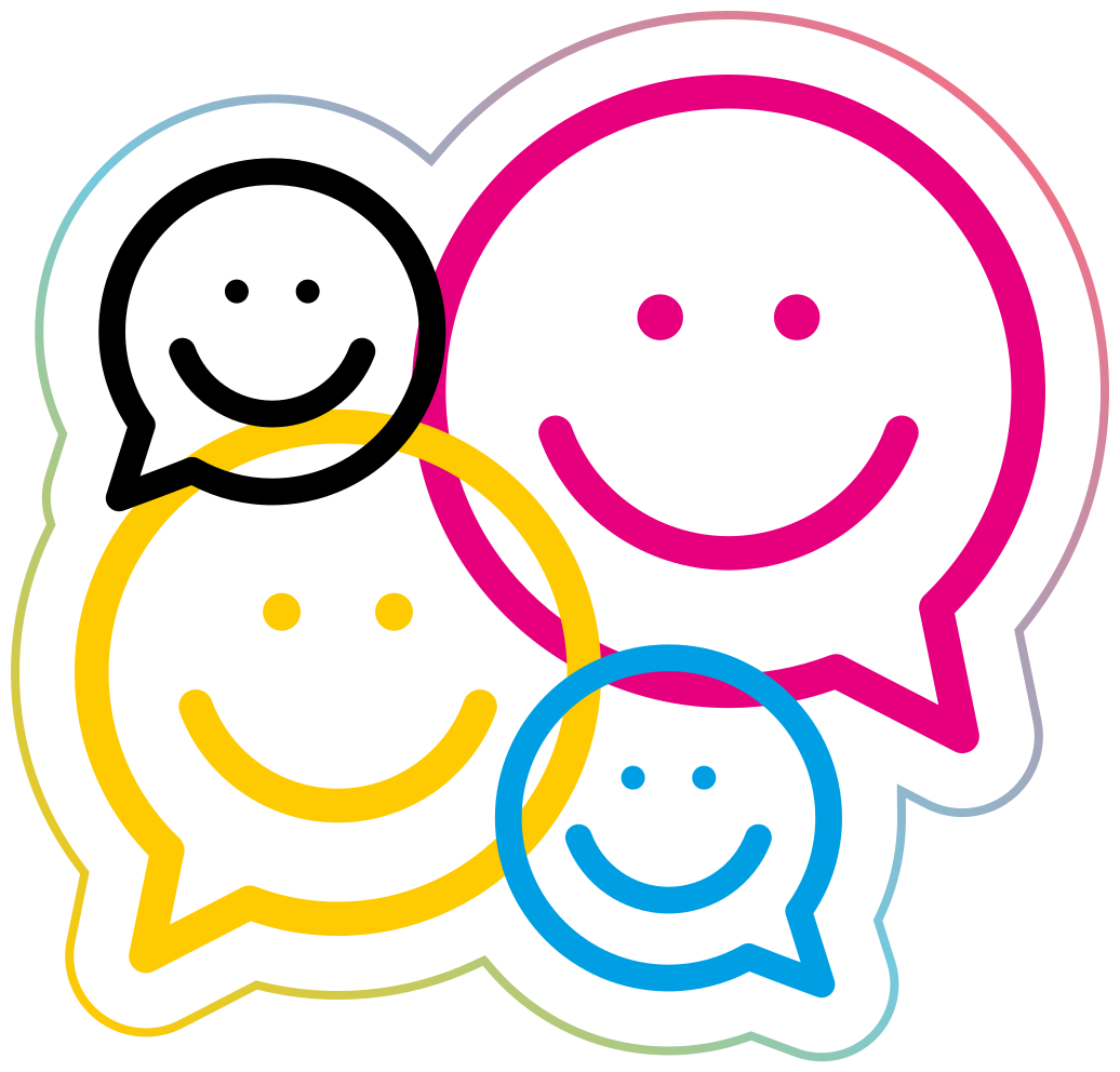 Smajlík pestré rečové bubliny teen vinylový koberec - Tenstickers