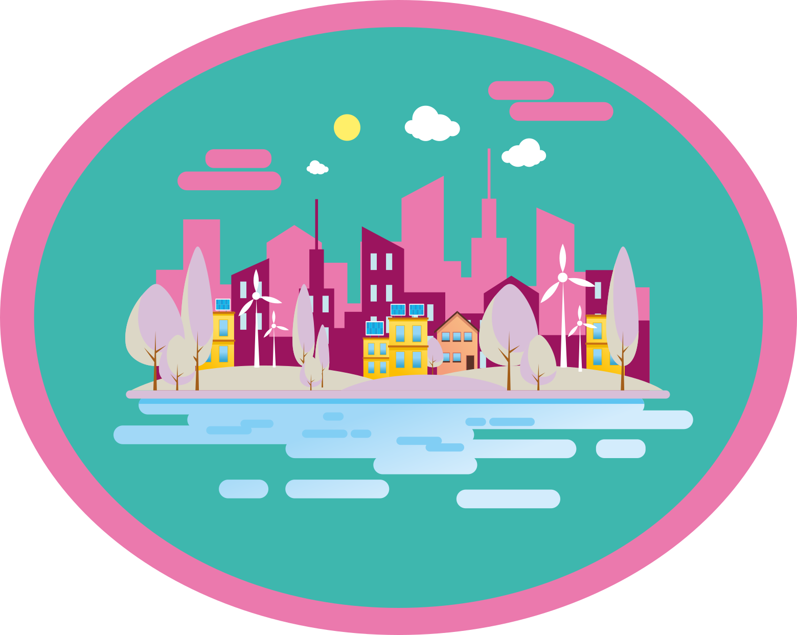 rôzne vinylové koberce pre deti farebná panoráma mesta - Tenstickers