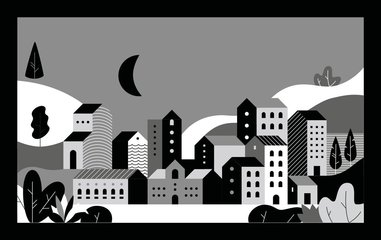 moderný vinylový koberec panoráma mesta čiernobiela - Tenstickers