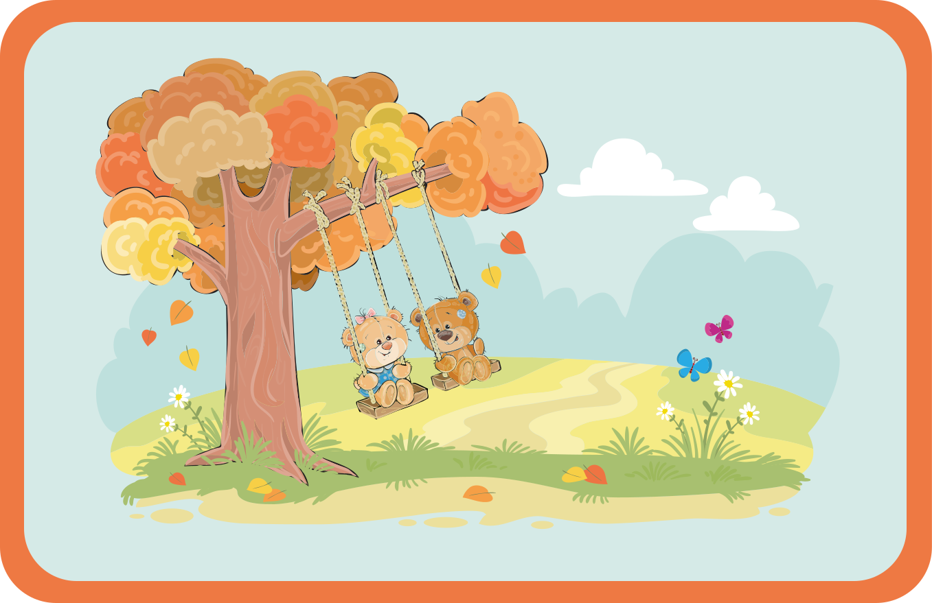 detský vinylový koberec medvedíky na hojdačkách - Tenstickers