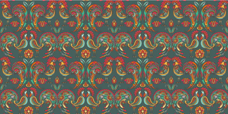 mozaika vinylový koberec farebné folklórne motívy - Tenstickers