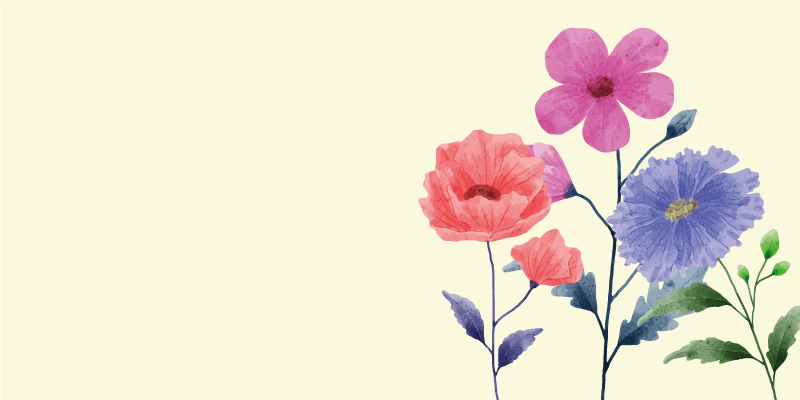 Akvarelová farebná kvetinová súprava obdĺžnikový koberec - Tenstickers