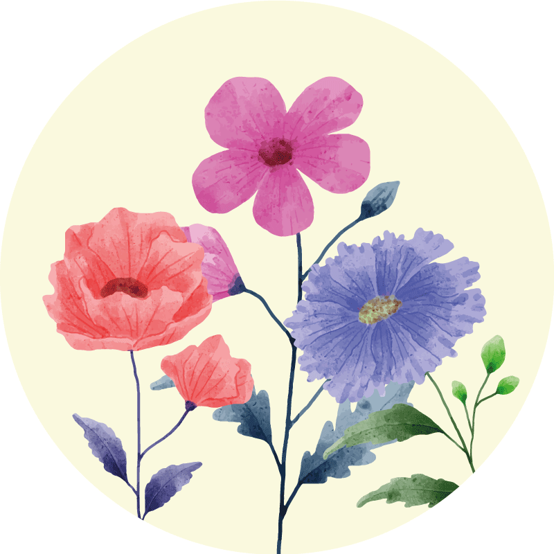 okrúhly vinylový koberec žiarivá kvetinová kompozícia - Tenstickers