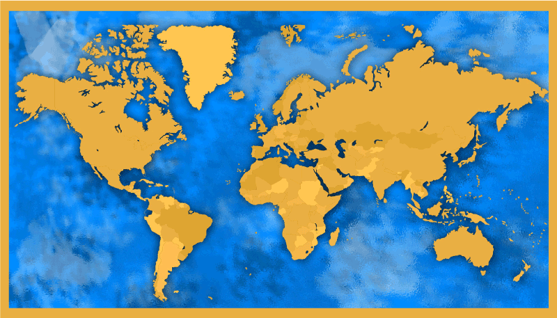 vinylový kvoberec s mapou sveta zlatá a modrá mapa - Tenstickers