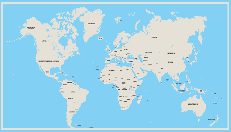 vinylový kvoberec s mapou sveta globálny jednoduchý dizajn - Tenstickers