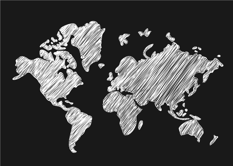 vinylový kvoberec s mapou sveta sivý dizajn na tabuli - Tenstickers