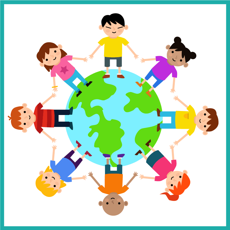 rôzne vinylové koberce pre deti svet drží sa za ruky - Tenstickers