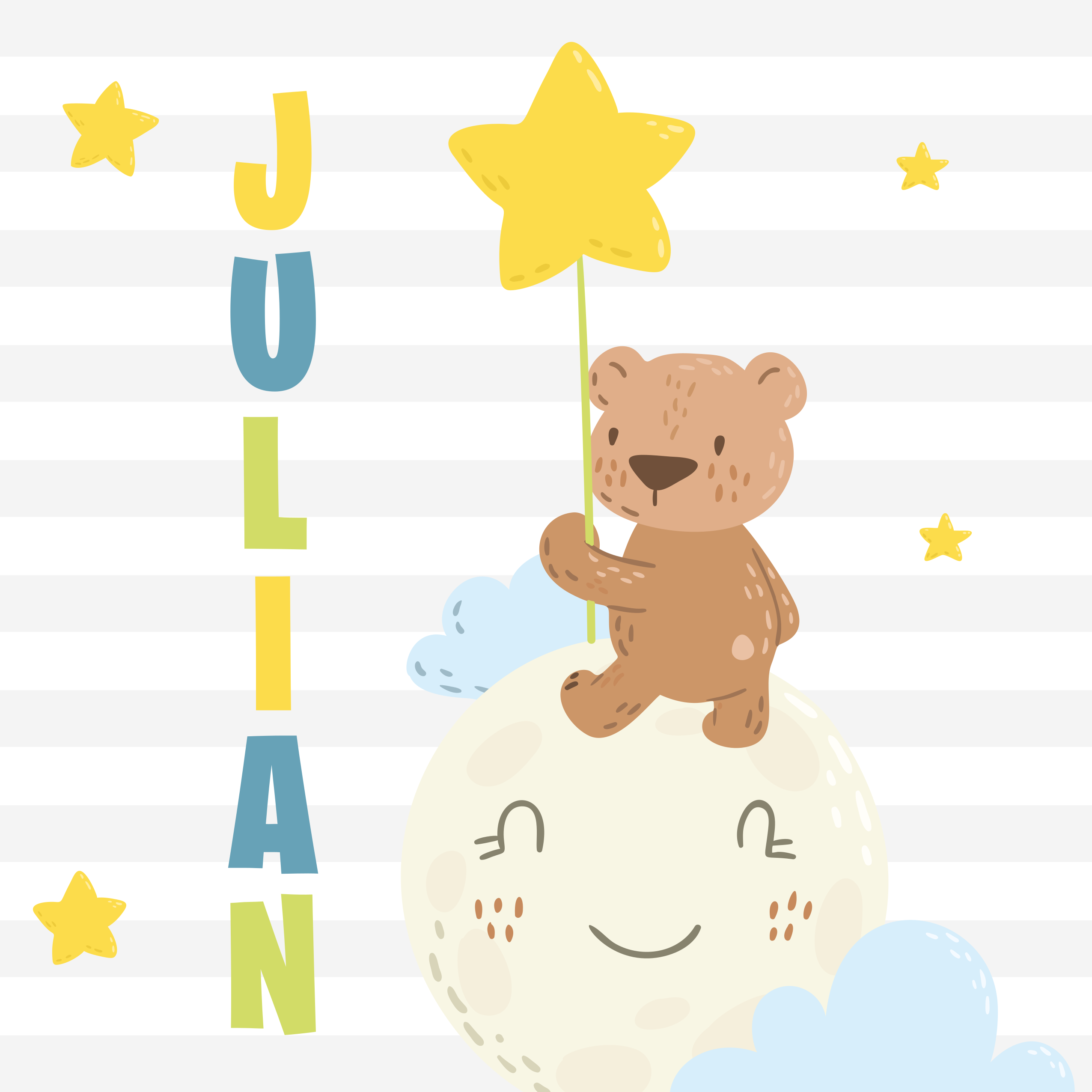 vinylový koberec s menom medveď s hviezdou - Tenstickers