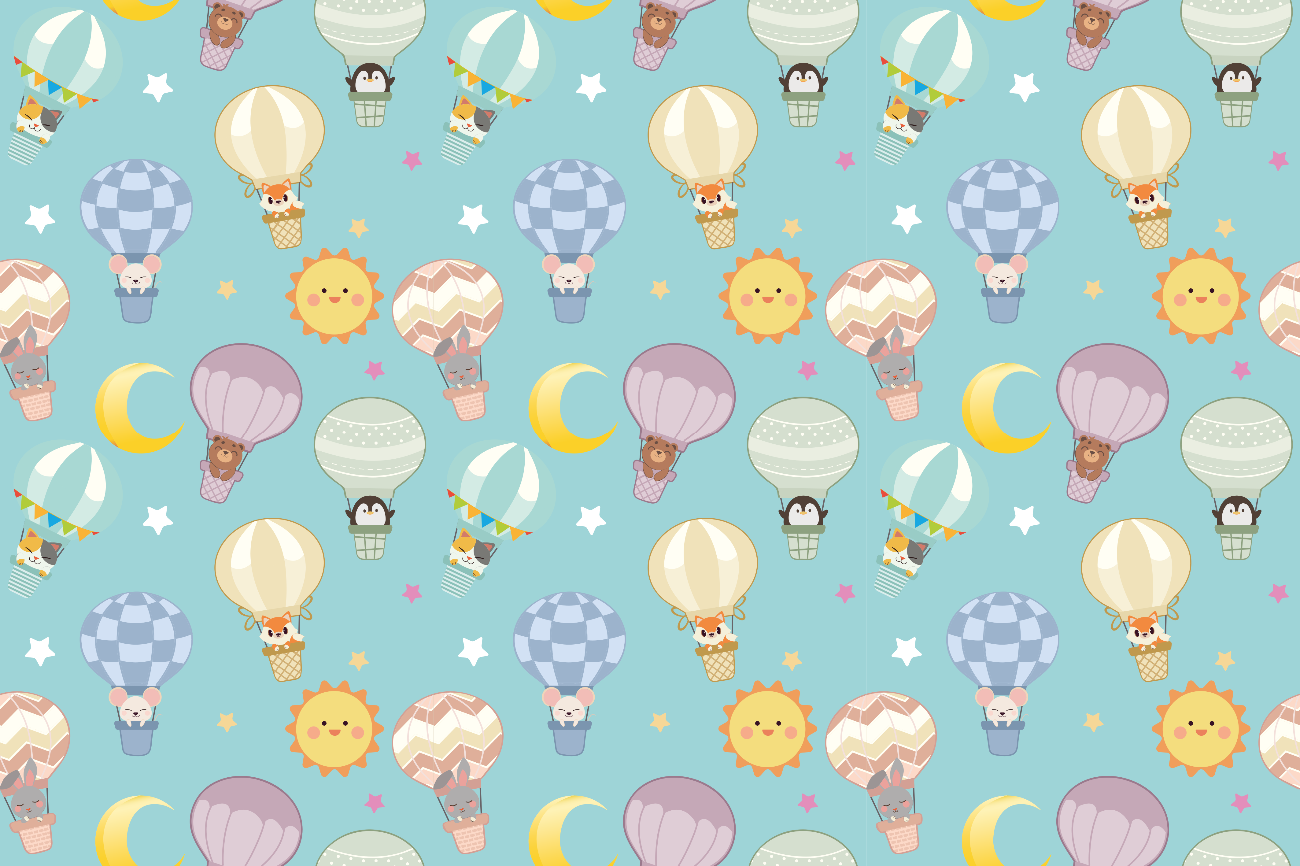 vinylový koberec pre bábätko rozmarný horúci vzduch - Tenstickers