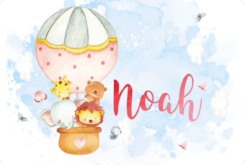 vinylový koberec pre bábätko balónové dobrodružstvo s menom - Tenstickers