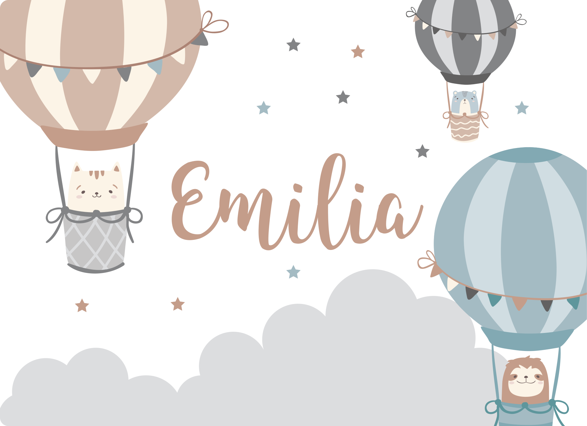 vinylový koberec s menom letecké balóny - Tenstickers