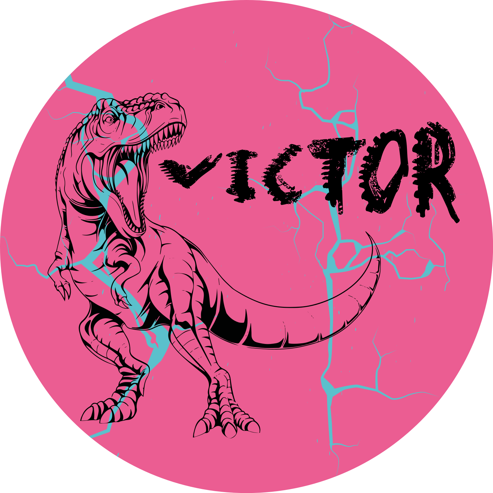 rôzne vinylové koberce pre deti ružový t-rex s menom - Tenstickers
