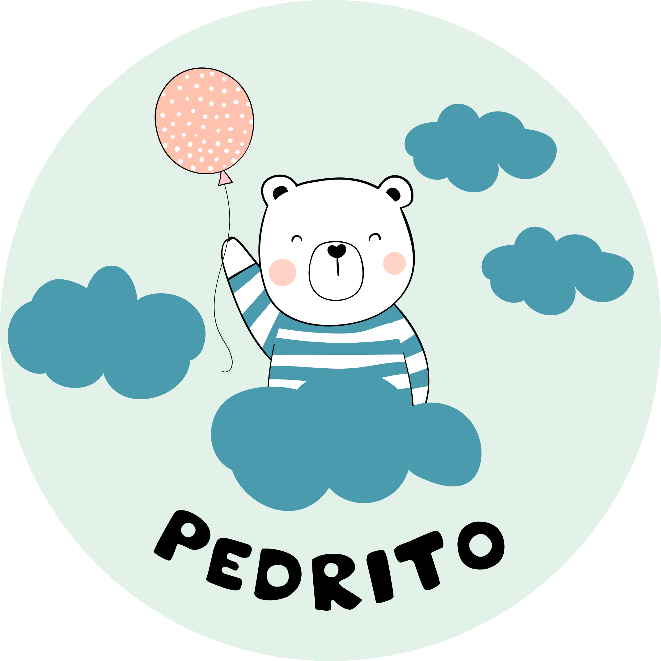 vinylový koberec s menom veselý medvedí balón - Tenstickers