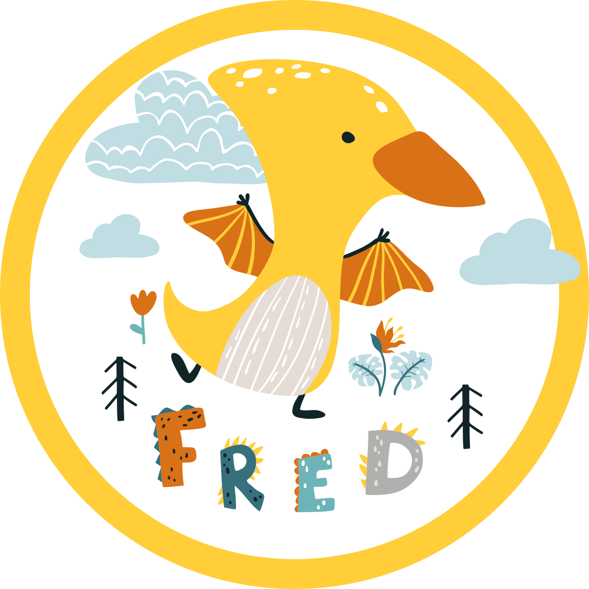 vinylový koberec s menom mláďa dinosaura - Tenstickers