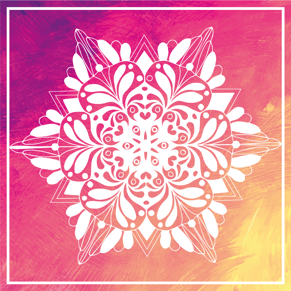 vinylový koberec mandala prepracované botanické aranžmán - Tenstickers