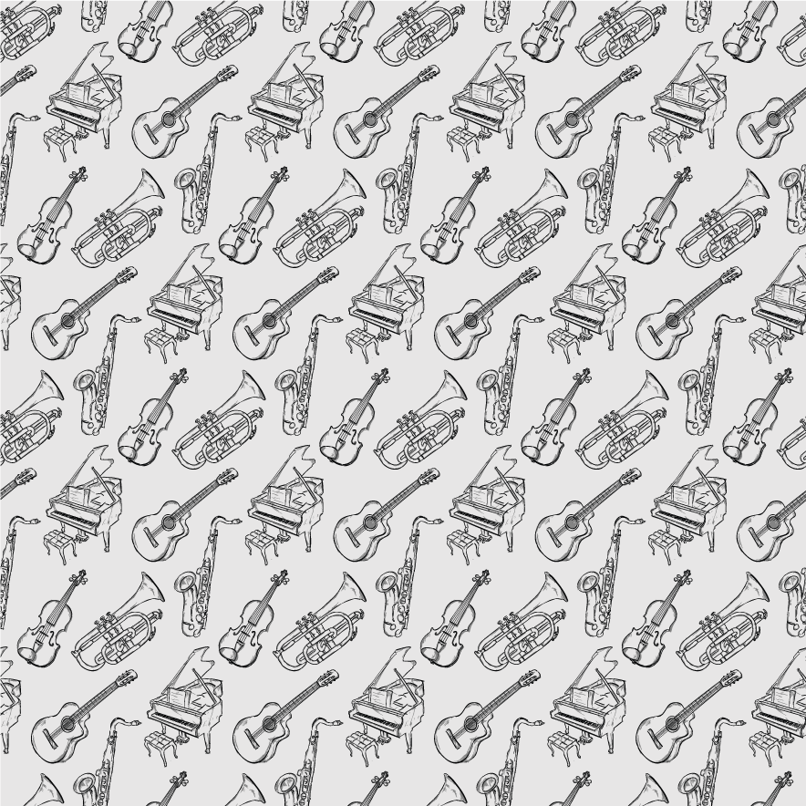 Vzorovaný vinylový koberec kolekcia hudobných nástrojov - Tenstickers