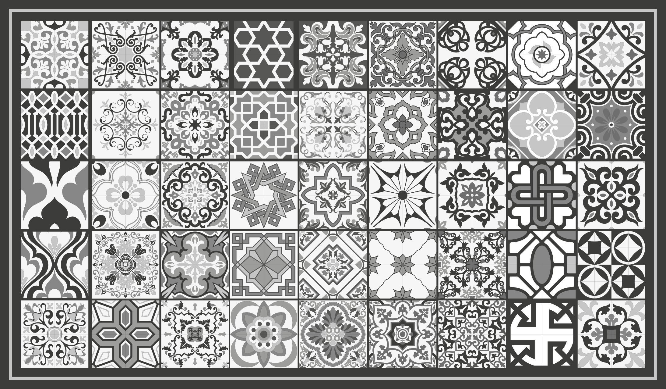 vinylový koberec do kúpelne vzor sivých dlaždíc - Tenstickers