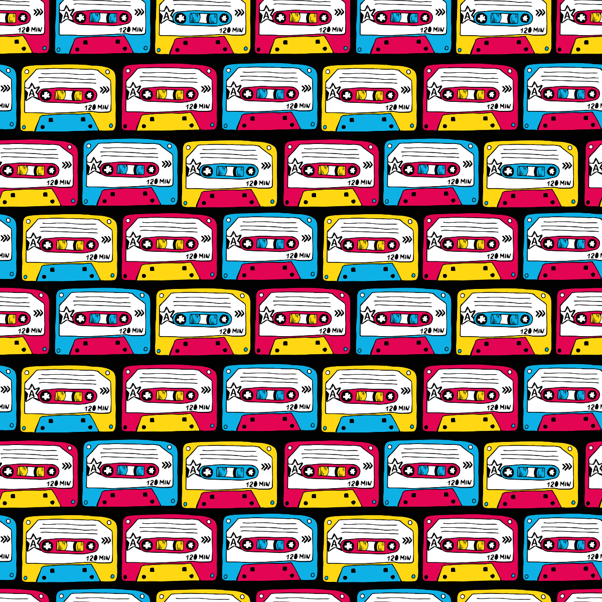 Vzorovaný vinylový koberec retro audio kazety - Tenstickers