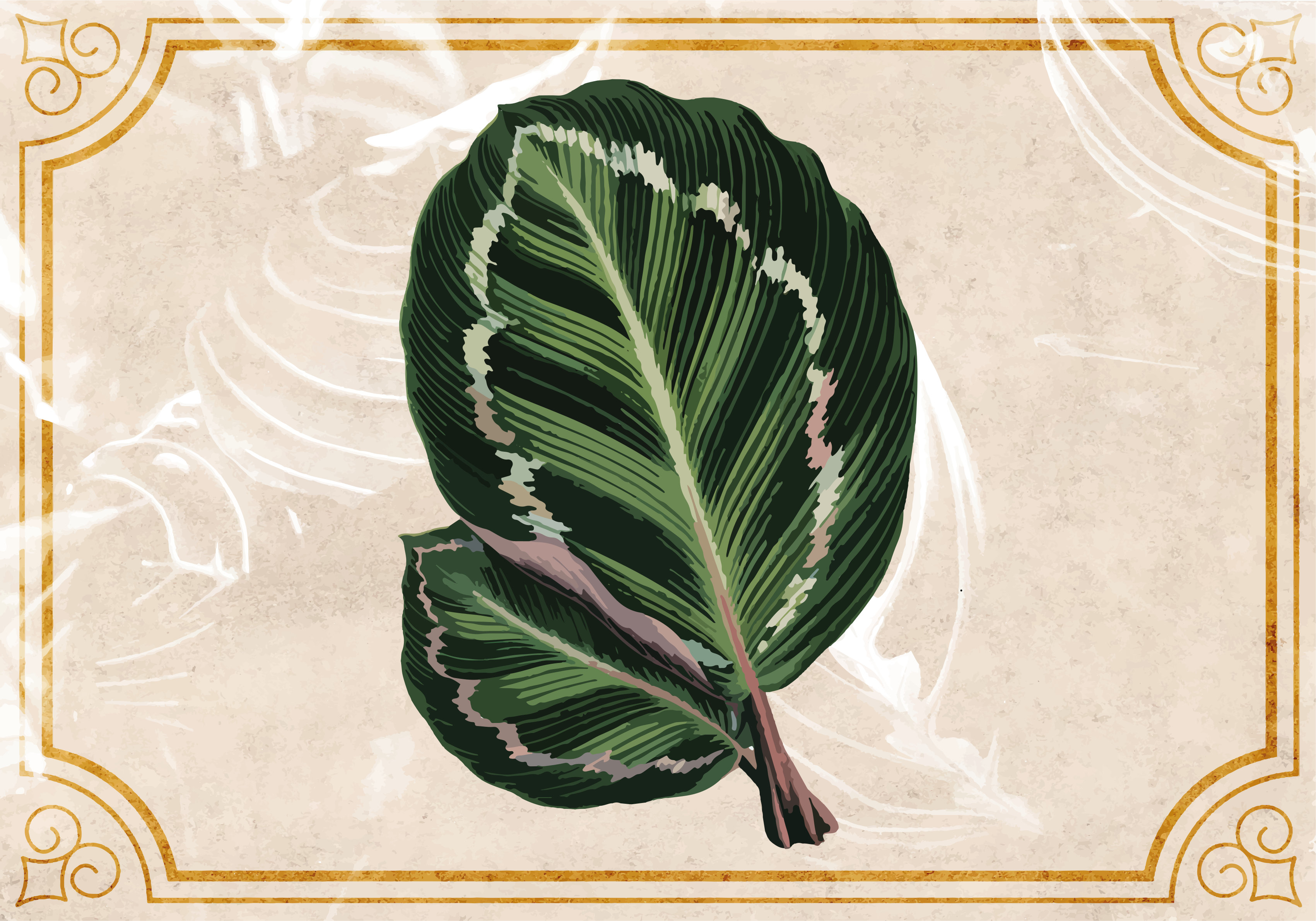 prírodný vinylový koberec elegancia listového motívu - Tenstickers