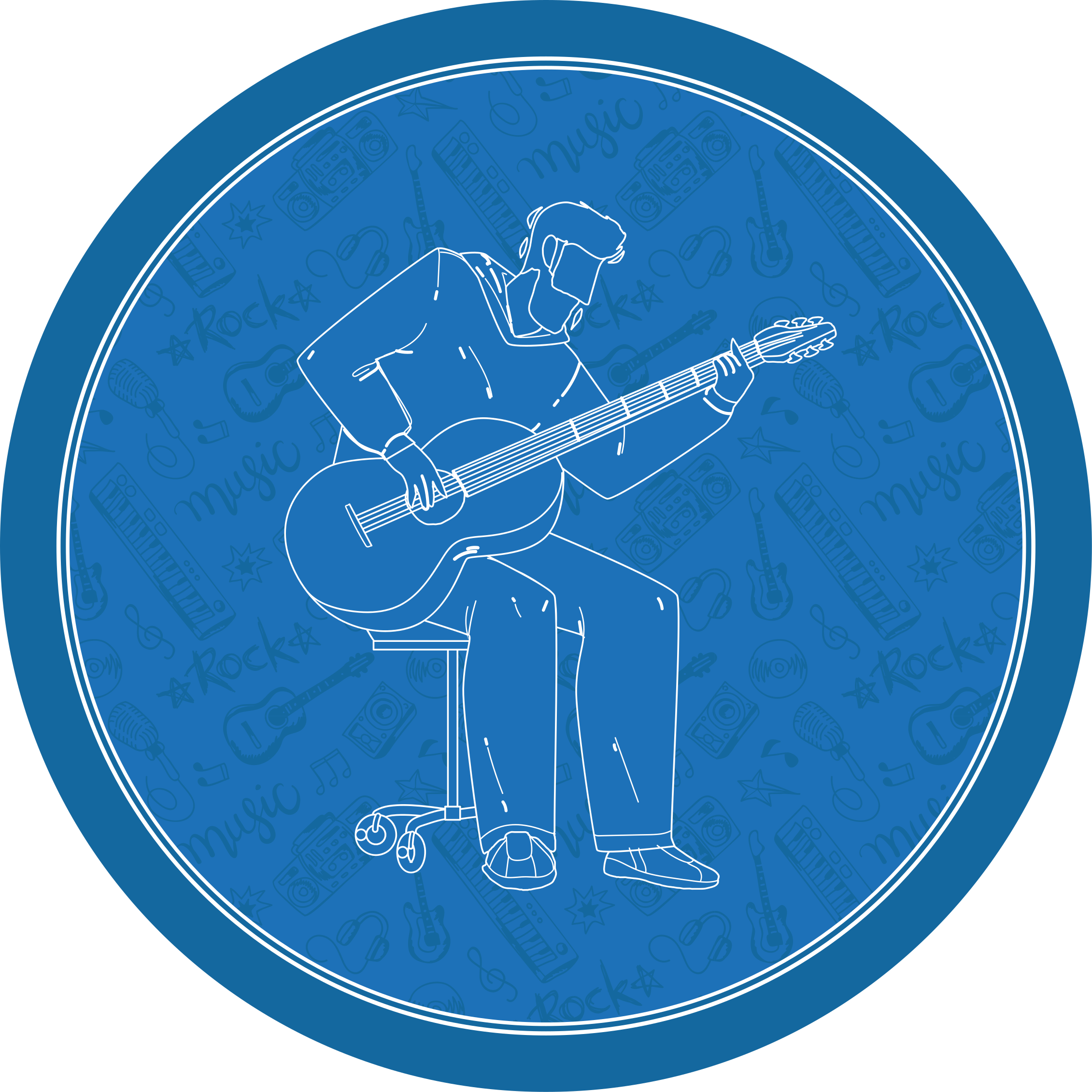 Sediaci gitarista minimalistický dizajn moderný koberec - Tenstickers