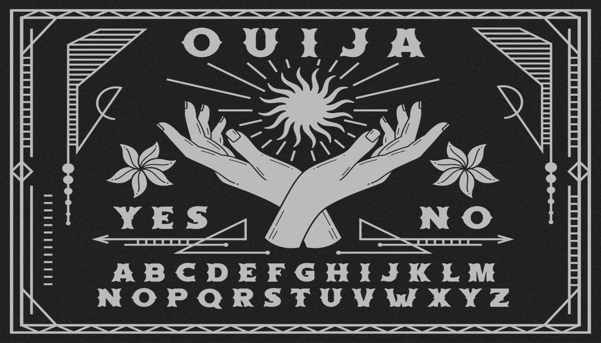čiernobiely vintage koberec z dosky ouija - Tenstickers