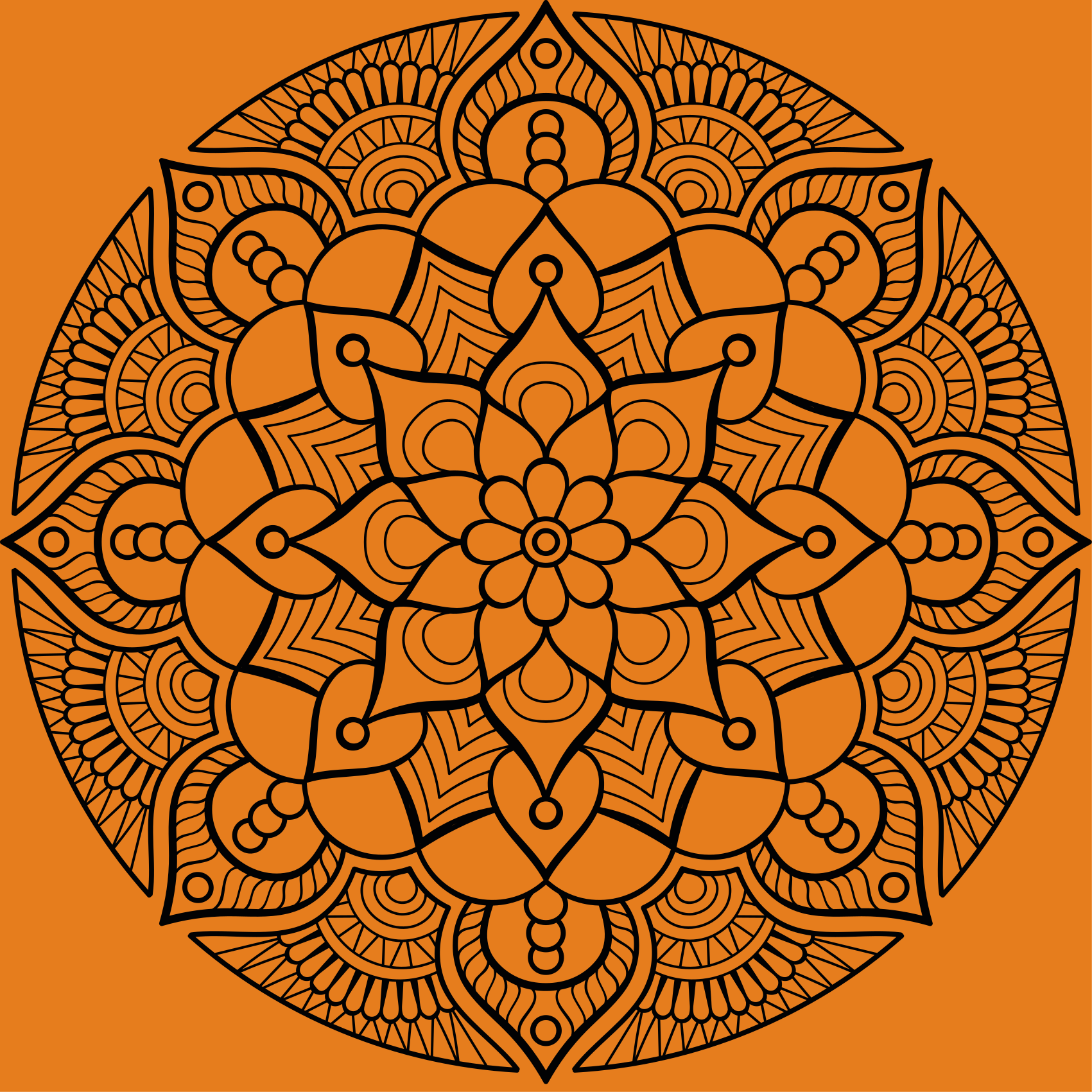 vinylový koberec mandala oranžový mandalový vzor - Tenstickers