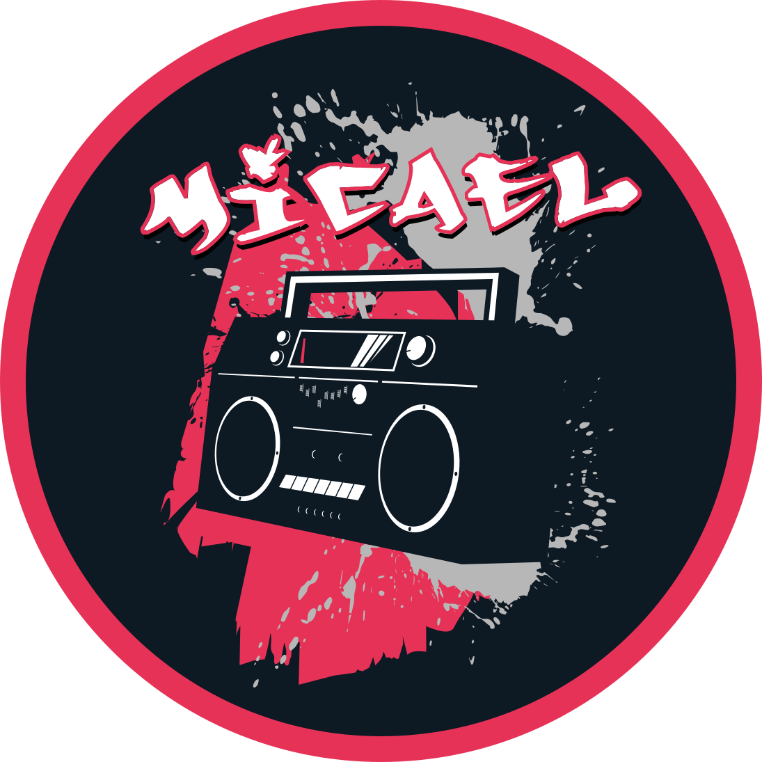 vinylový koberec s menom téma retro boomboxu - Tenstickers