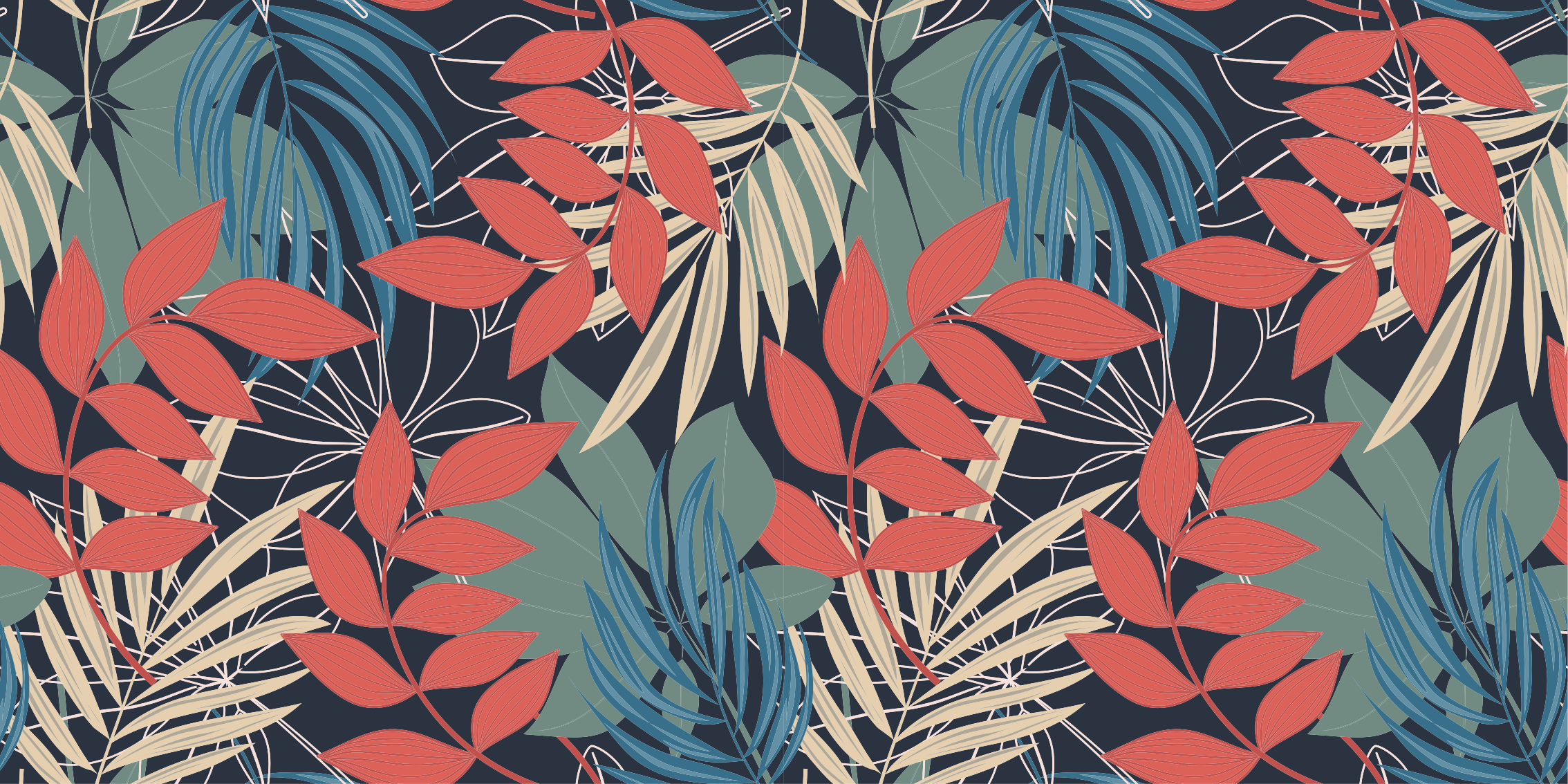 vinylový koberec s kvetmi živý vzor listov - Tenstickers