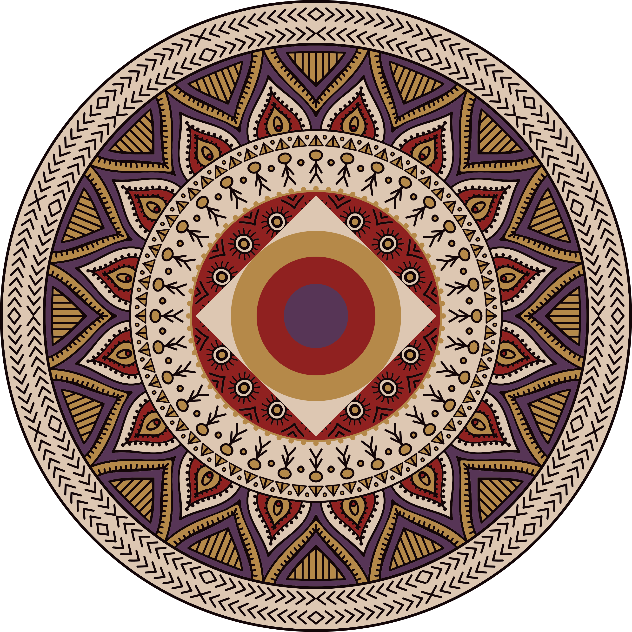 vinylový koberec mandala živý kruhový vzor - Tenstickers