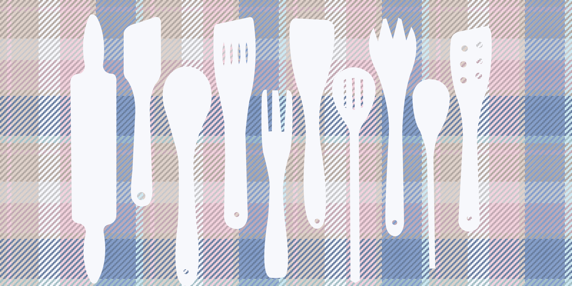 vinylový koberec do kuchyne siluety kuchynského náčinia - Tenstickers