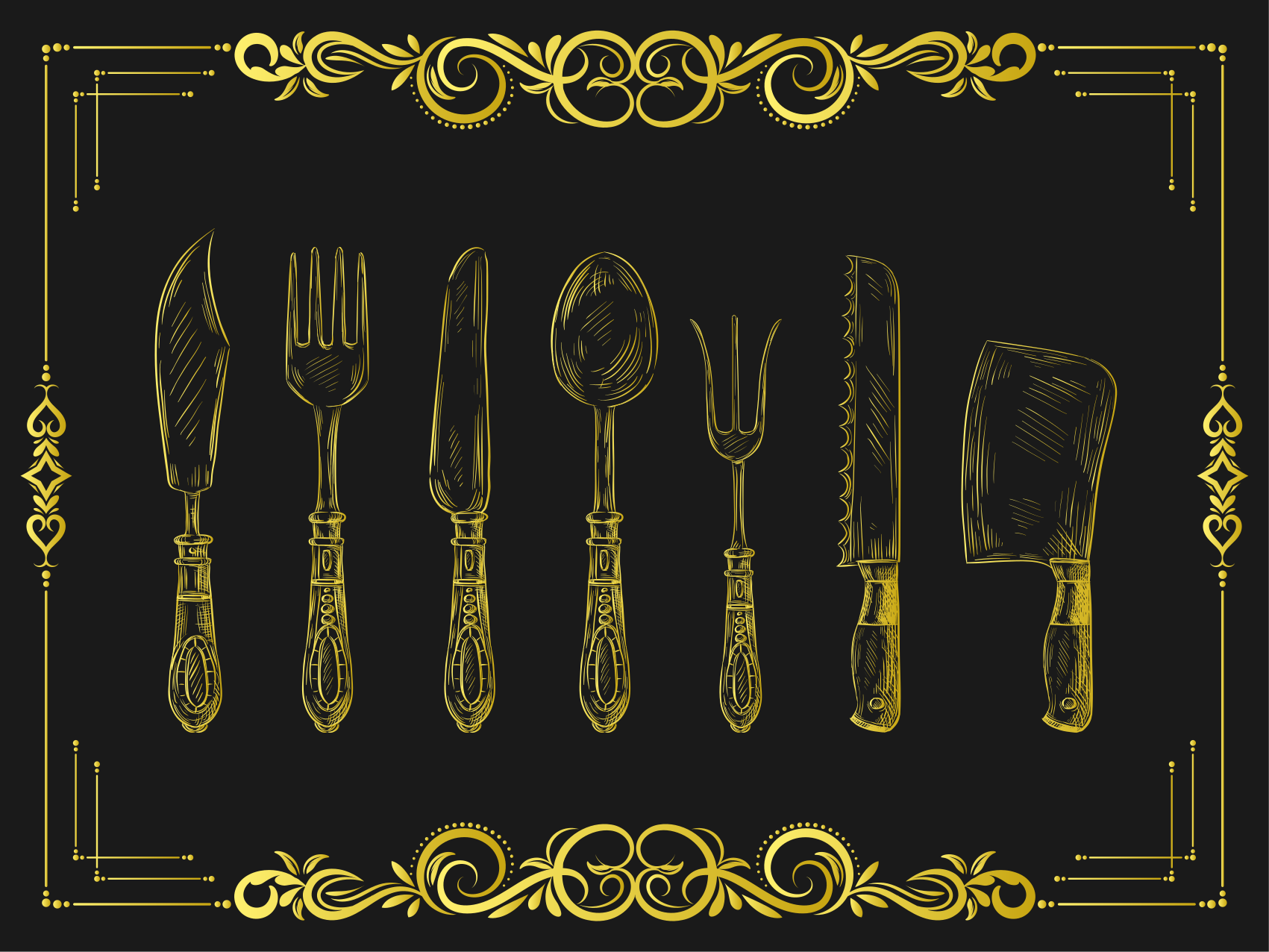 vinylový koberec do kuchyne obrys kuchynského riadu - Tenstickers