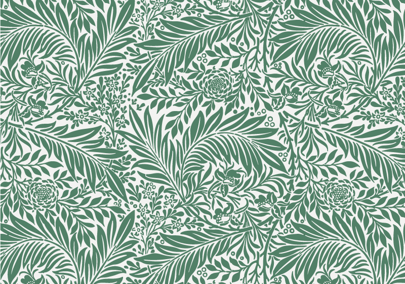 vinylový koberec s kvetmi vzor zeleného lístia - Tenstickers