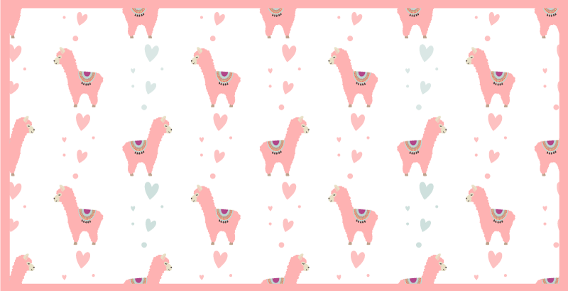 Koberec do spálne ružový vzor lama - Tenstickers