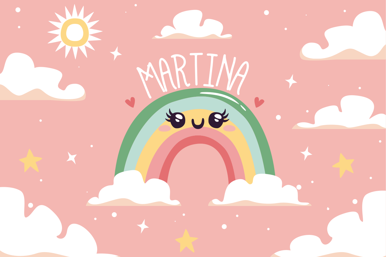 vinylový koberec s menom roztomilá dúhová scéna - Tenstickers