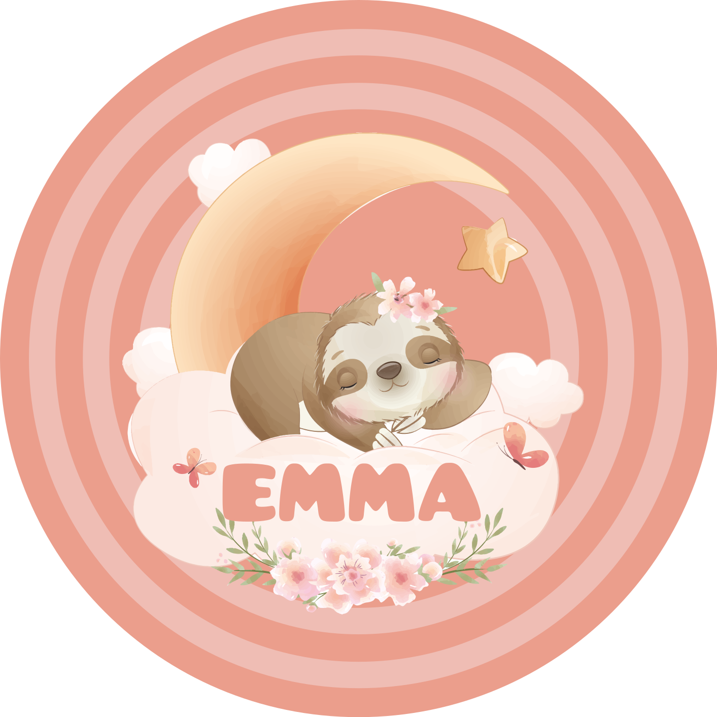 vinylový koberec s menom roztomilý dizajn leňochoda - Tenstickers