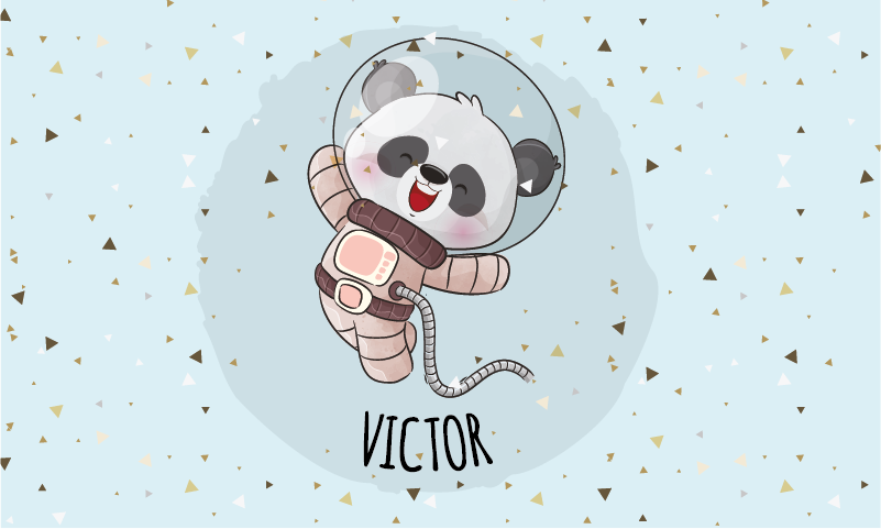 vinylový koberec s menom roztomilá panda astronaut - Tenstickers