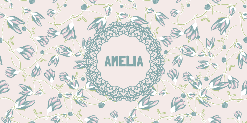 vinylový koberec do spálne kvetinový vzor s menom - Tenstickers