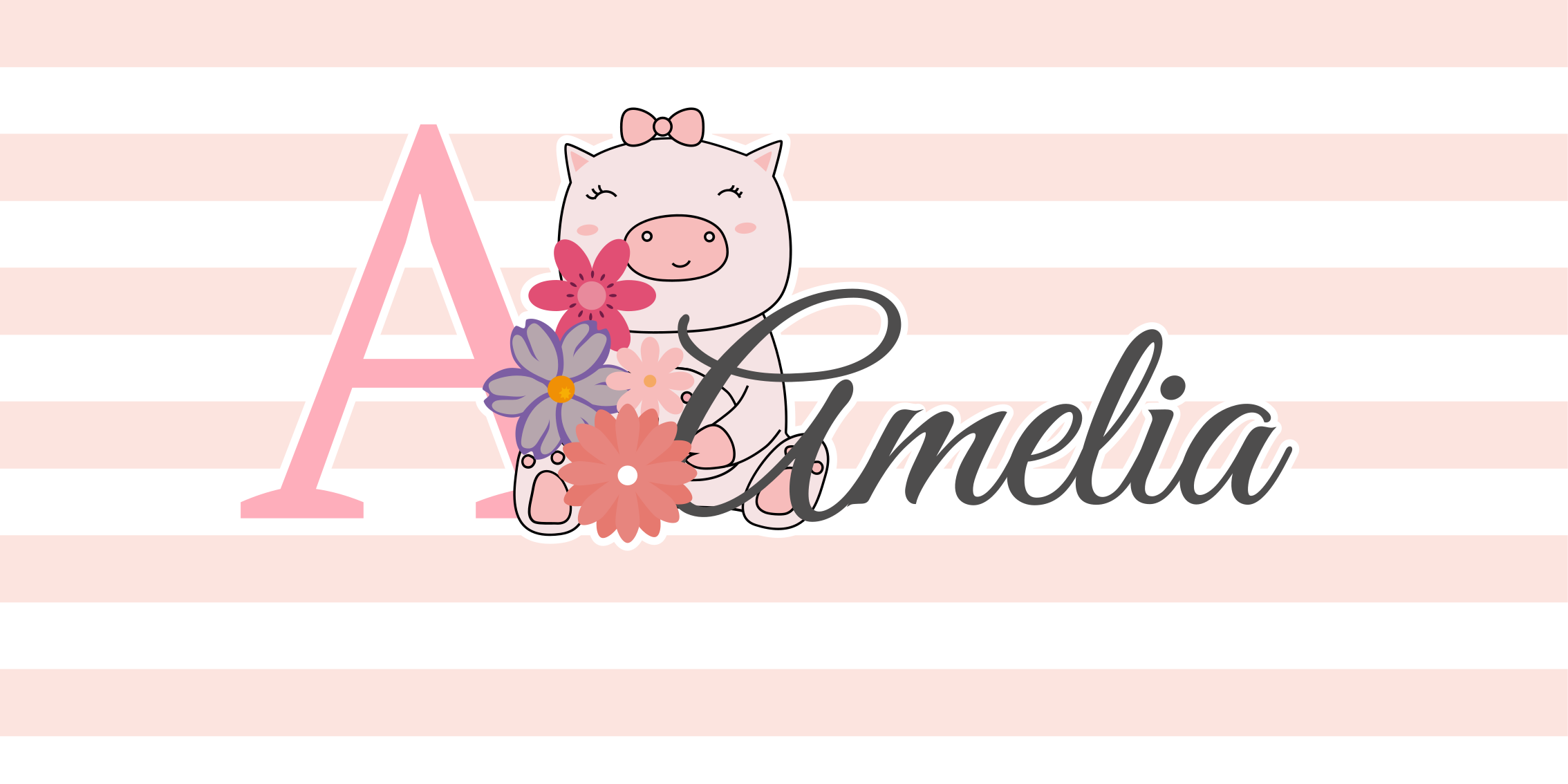 vinylový koberec s menom chutná ilustrácia prasiatka - Tenstickers