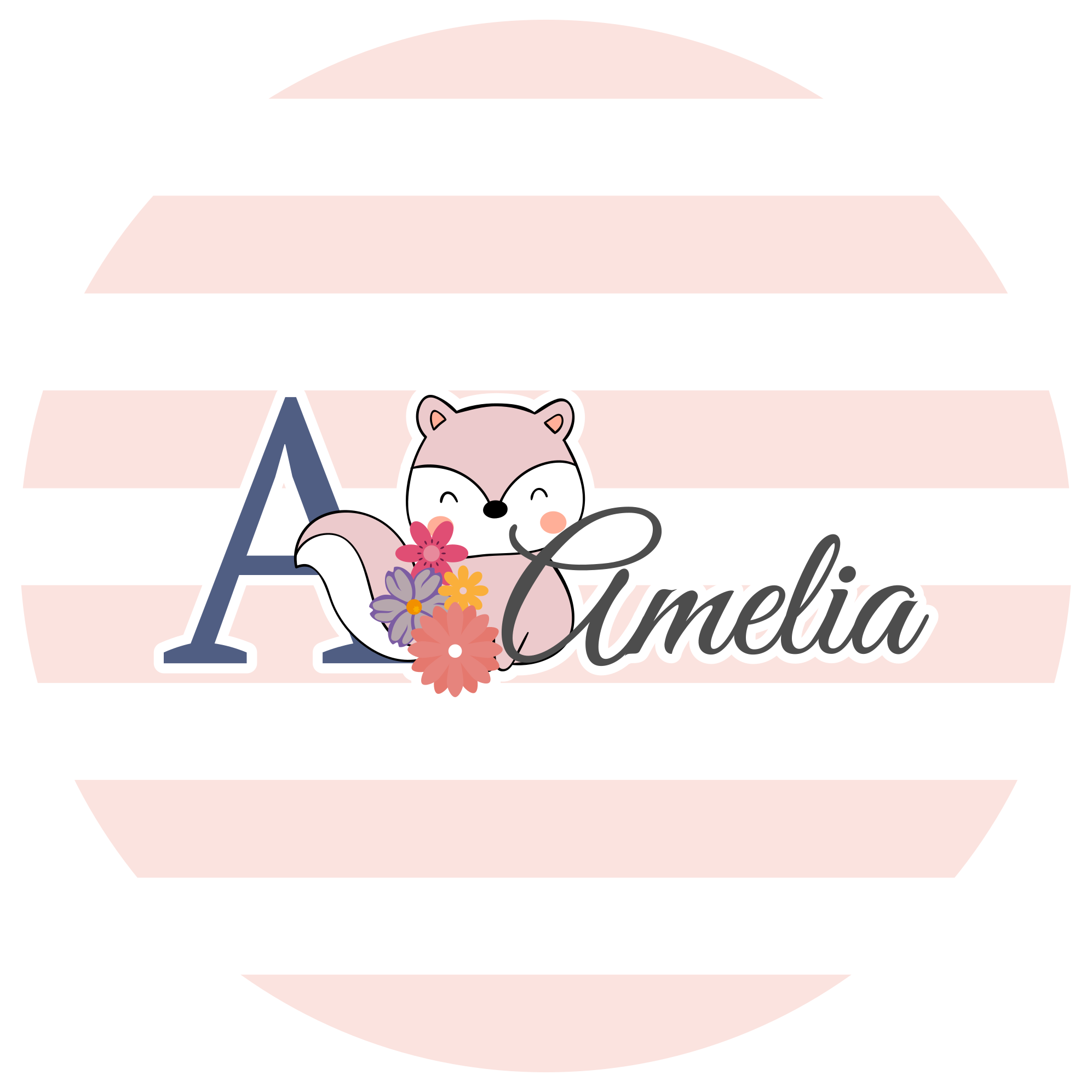 vinylový koberec s menom prispôsobiteľný dizajn líšky - Tenstickers