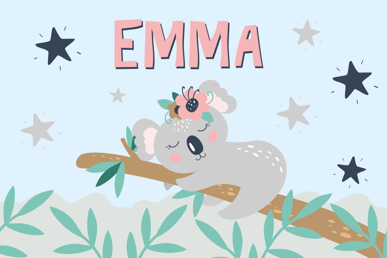 vinylový koberec s menom koala noc - Tenstickers