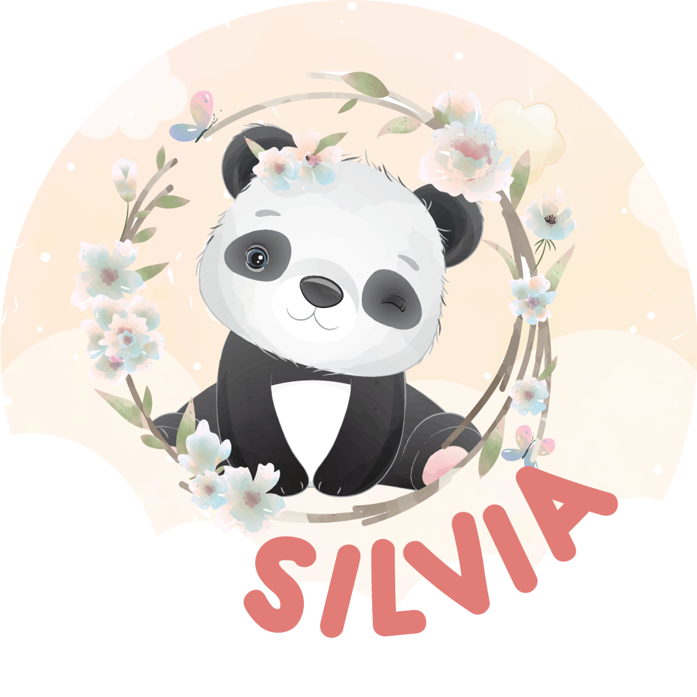 Vinylový koberec s menom roztomilá panda na obraze - Tenstickers