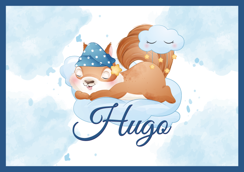 vinylový koberec s menom roztomilá veverička sníva - Tenstickers