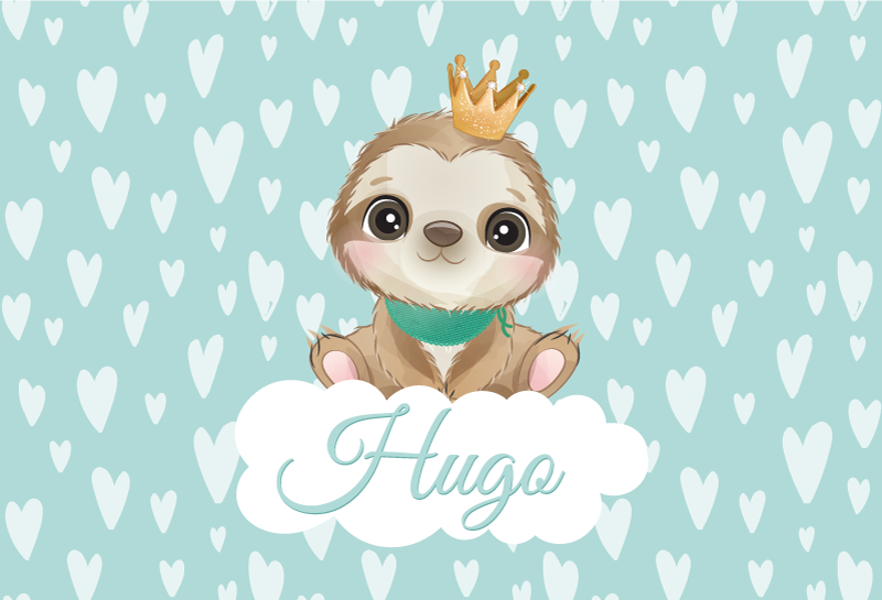 vinylový koberec pre bábätko mláďa leňochoda s menom - Tenstickers