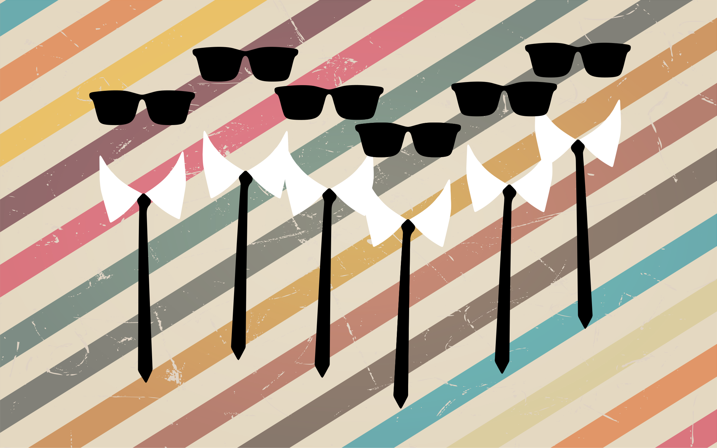 pruhovaný vinylový koberec elegantné skupinové oblečenie - Tenstickers