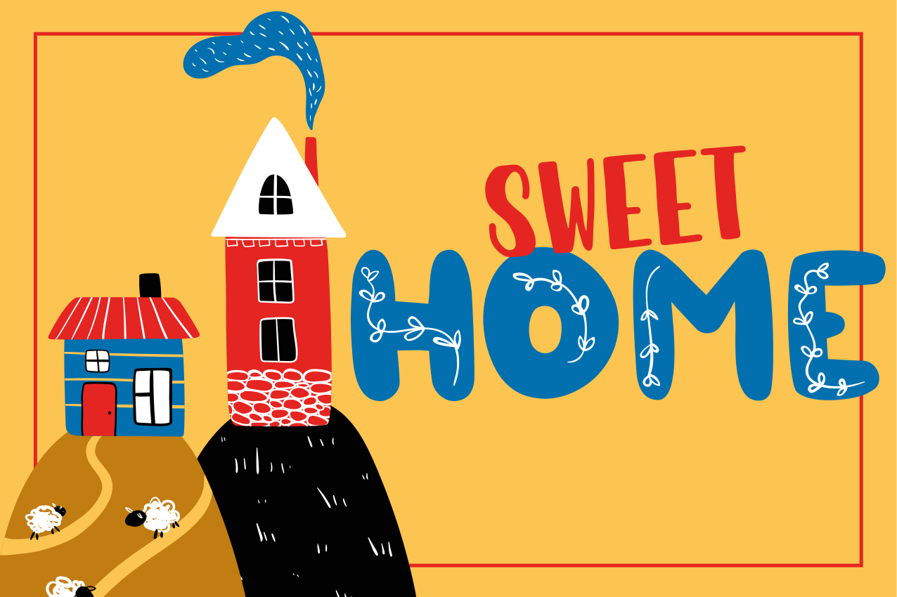 vinylový koberec do predsiene sladký domov - Tenstickers