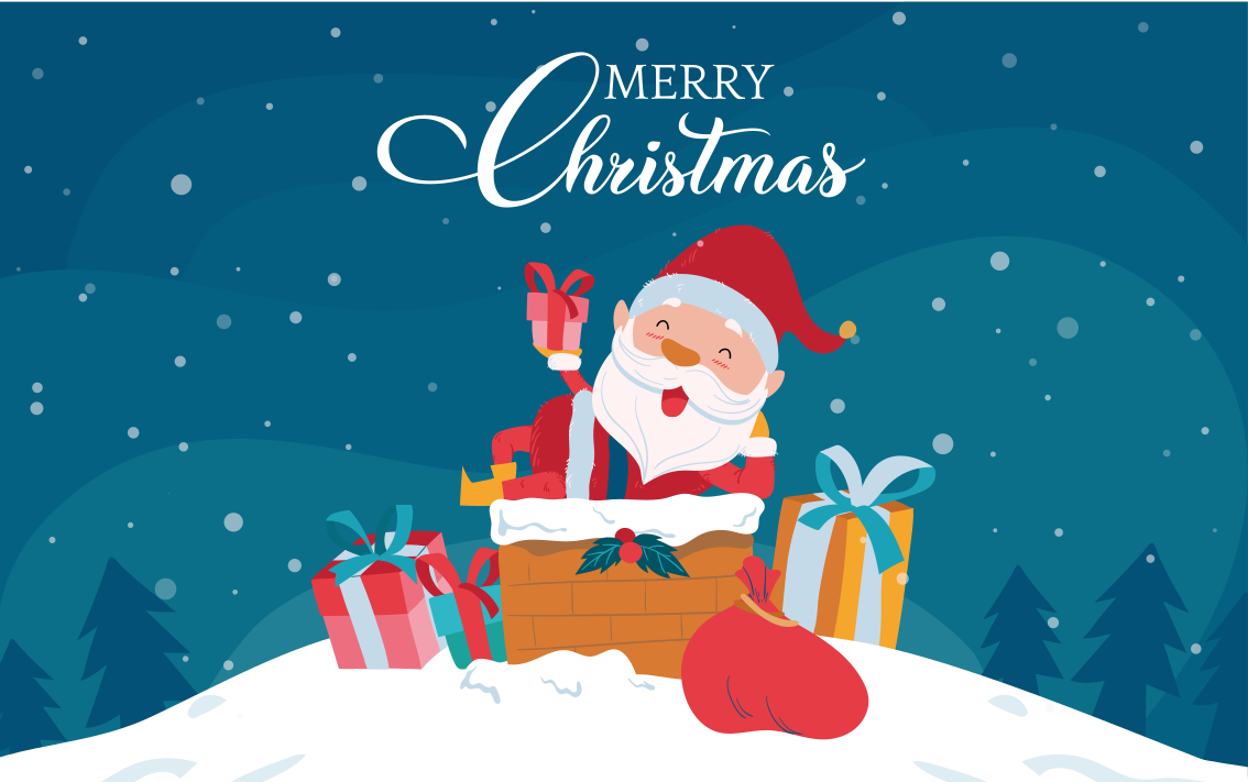 vianočný vinylový koberec veselé santa vibrácie - Tenstickers