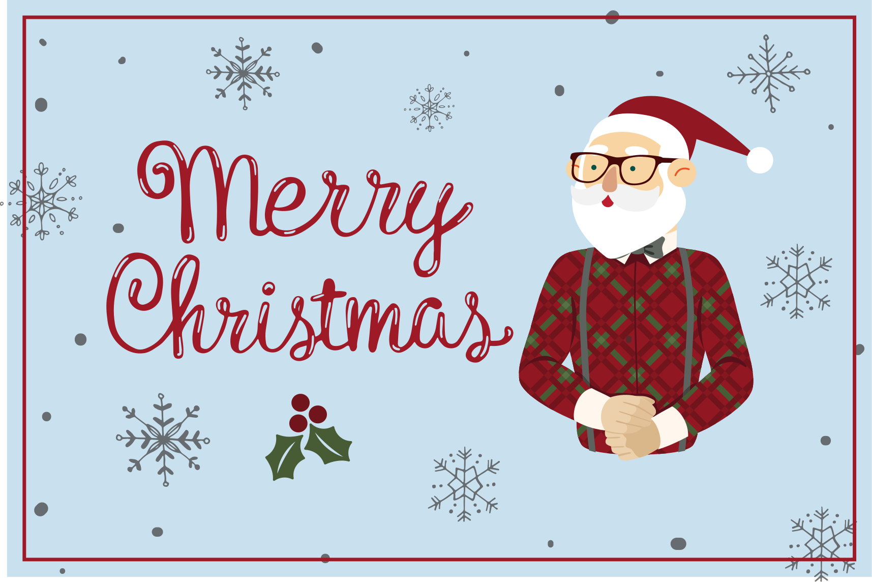 šťastný hipster vianočný vinylový koberec - Tenstickers